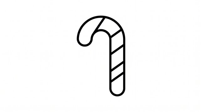 Christmas candy cane line art icon isolated on white background