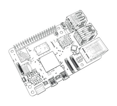 circuit board wireframe illustration. Vector