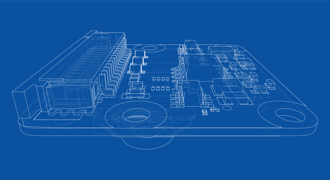 circuit board blueprint illustration. Vector
