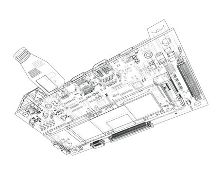 circuit board wireframe illustration. Vector