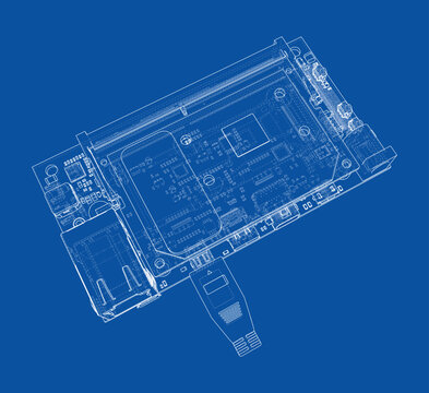 circuit board blueprint illustration. Vector