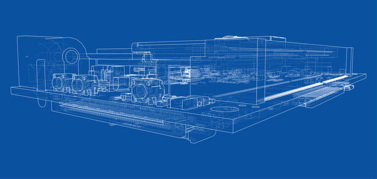 blueprint of industrial machinery. Vector