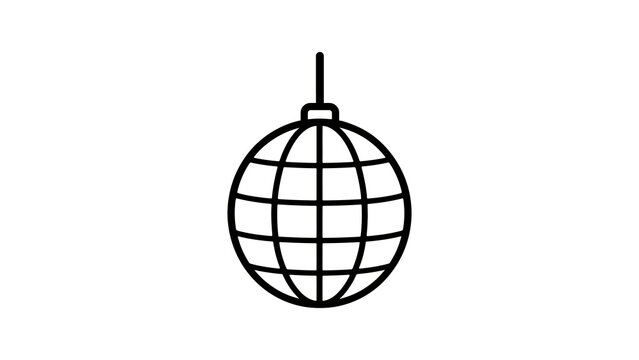 Hanging disco ball outline icon for dance party and club night event.