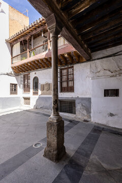 The Old Butchers&rsquo; Building with a Mudejar balcony in Baza, Granada, Andalusia, Spain