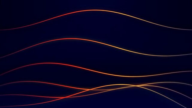 Abstract Glowing Wavy Lines Flowing Smoothly on Dark Blue Background