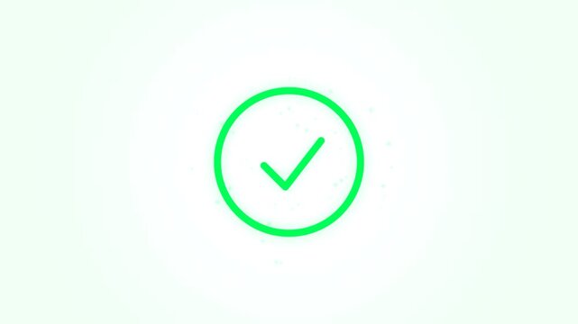 Minimal Green Circle Checkmark Animation with Particle Splash on White Background