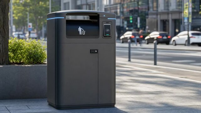 Smart city trash bin.