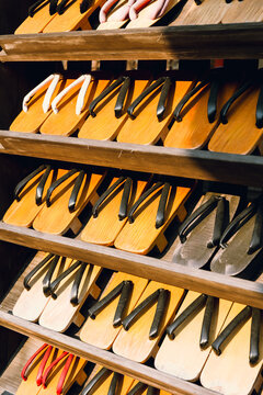 Traditional geta sandals displayed in Kinosaki