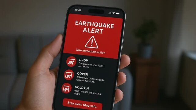 Earthquake alert on the mobile phone.