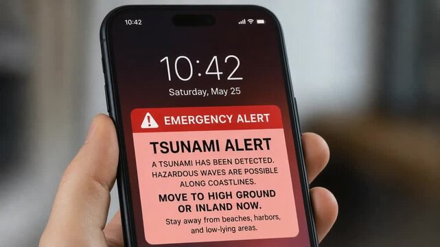 Tsunami alert on the mobile phone.
