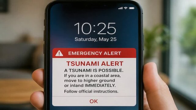 Tsunami alert on the mobile phone.