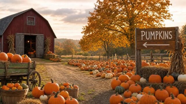 Pumpkin patch in autumn.