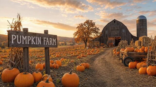 Pumpkin patch in autumn.