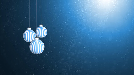 Blue baubles swing on the strings with snowy blue sky illustration background. © robsonphoto