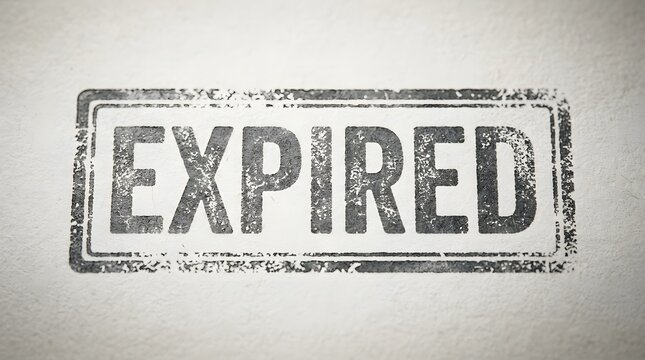 Black Expired Rubber Stamp Mark on White Paper Background