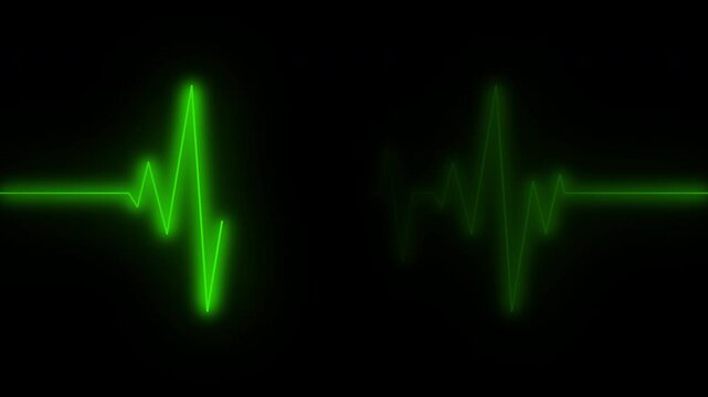 Cardiograph recording pulse featuring heartbeat flatline on black background. 4k animation