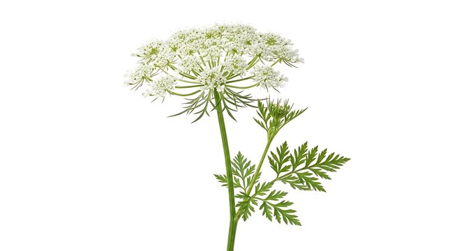 Wild carrot flower, daucus carota, isolated on white background