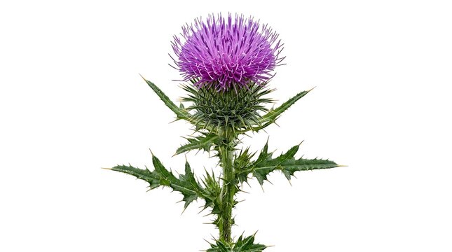 Beautiful purple thistle flower isolated on white background