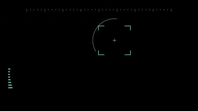 Green futuristic digital interface HUD screen design element with targeting reticle and data indicators