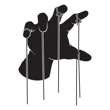 Puppet Master Hand Silhouette Vector Illustration   