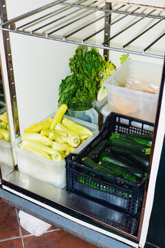 Fresh Produce Stored in Restaurant Refrigerator