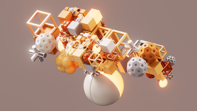 Abstract Orange and White Floating Modular Structure