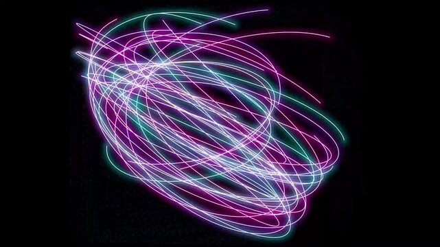Neon light trails abstract swirls background loop