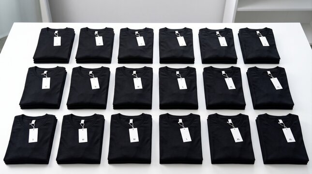 Black T-Shirts Folded in Organized Retail Display