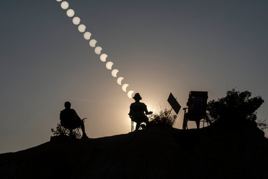 Recreated Solar Eclipse Path at Sunset