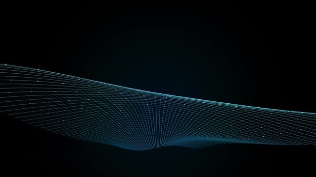 Abstract blue digital wave grid background motion network