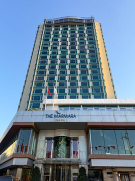 Istanbul, Turkey - August 12, 2026: The Marmara Taksim Hotel in Istanbul, Turkey.