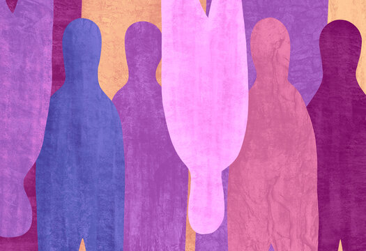 Colorful abstract figures in a pattern of various shades and tones