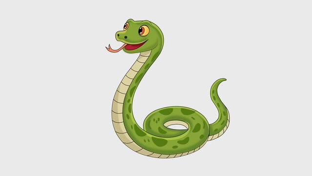 green snake vector illustration, cartoon snake