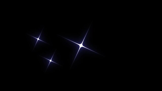 Sparkling star twinkle glitter white cartoon doodle animation,  glittering night sky star dust falling animation on black screen, Glitter sparkle animation, white twinkling star particles.4k video