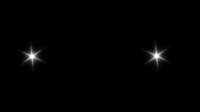 Twinkle star lights with dreamy sparkle effect, twinkle sparkling stars shine animation on black background, star twinkling animation, star glitter white star blinking animation.4k video