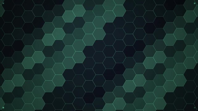 Dark teal hexagonal grid pattern with glowing digital effects