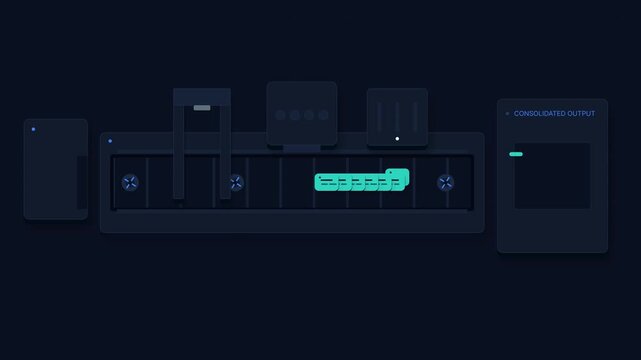 AI Data Conveyor System Processing Sequential Analytics Data Pipeline