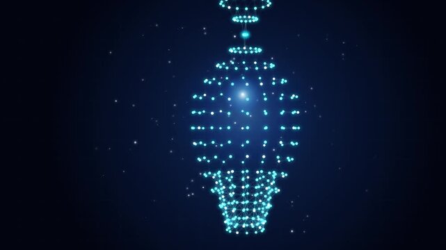 Digital light bulb innovation: glowing plexus network animation for technology and business concepts