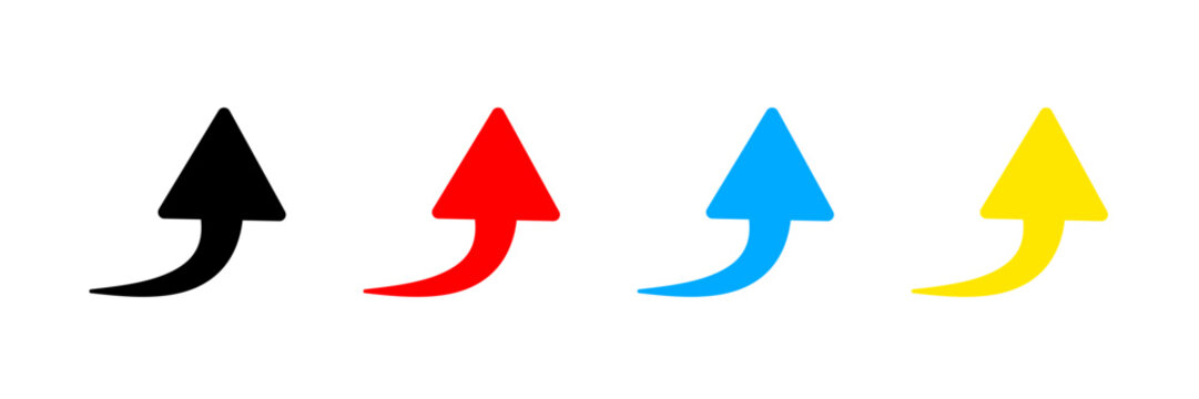Minimalist Curved Arrow Up Icon. Modern Symbol for Business Growth, Financial Profit, Success Uptrend. Vector Illustration