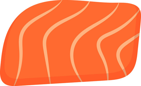 Salmon Sashimi Slice Icon Isolated. Flat Japanese Seafood Symbol for Restaurant Menu, Mobile App, and Recipe Design. Vector Illustration