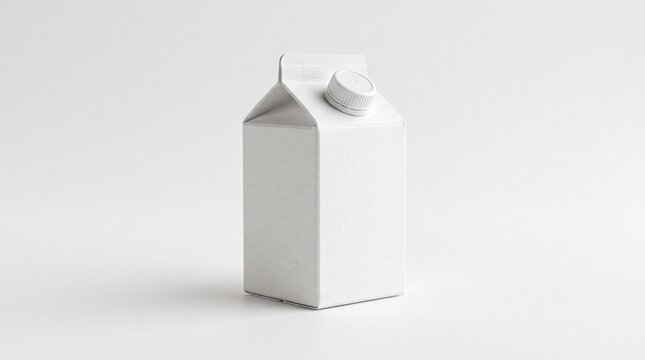 White blank cardboard milk carton packaging mockup with plastic cap on a white background