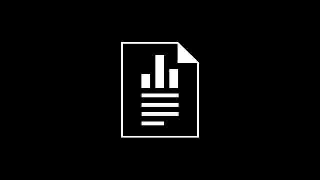 Analytics Report and Bar Chart Document. financial reporting, business analytics, data analysis, summary sheets, and performance metrics. 2D animation with 4K resolution and alpha channel.