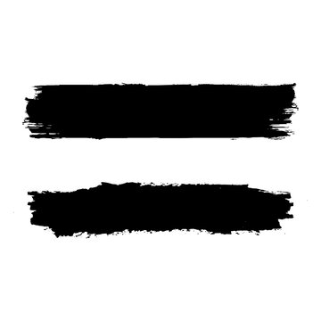 Black brush stroke vector ink set, isolated on transparent background