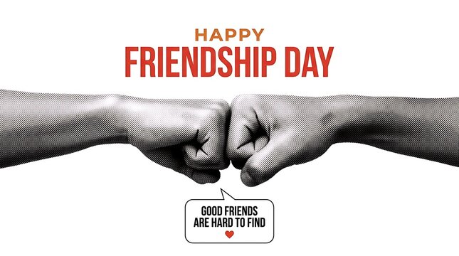 Happy Friendship Day Greeting Banner with Fist Bump Halftone Illustration for Social Media Post and Creative Poster Design