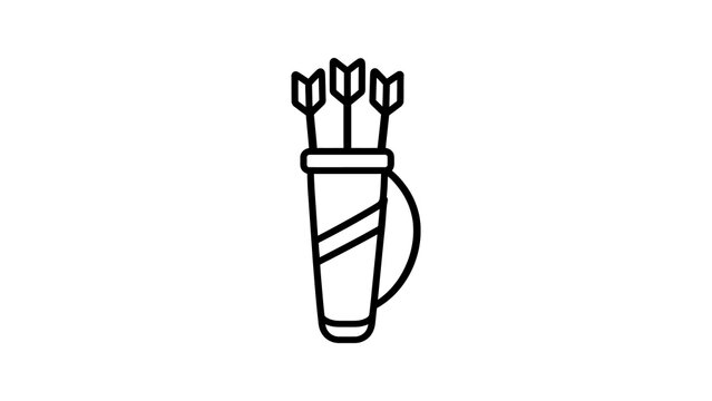 Archery quiver holding arrows black line vector icon for sports branding.