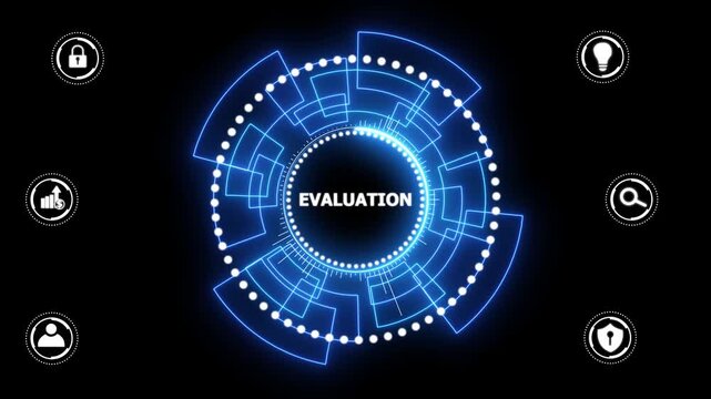 Evaluation Performance quality assessment business technology internet concept. glowing animation.