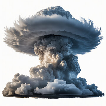 Large mushroom cloud smoke explosion in the sky