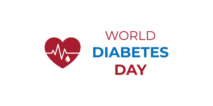 World diabetes day logo with heart icon and blood drop