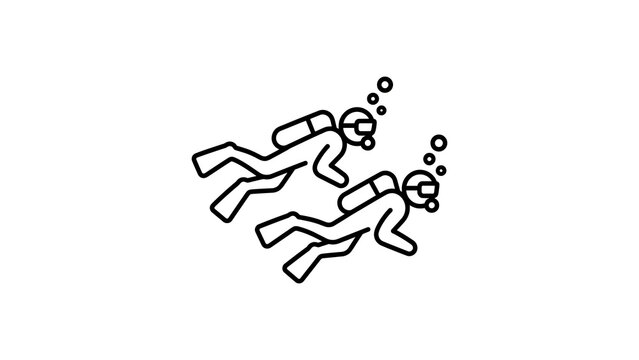 Scuba divers icon depicts deep sea underwater diving and exploration.