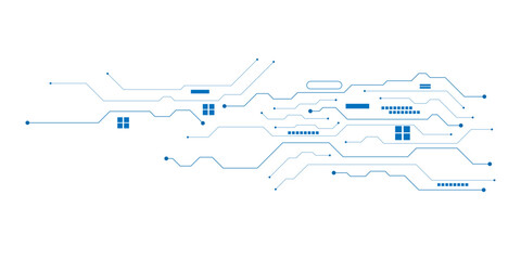 Obraz premium Abstract circuit board background, blue technology line art vector, digital electronic motherboard pattern for high-tech web design